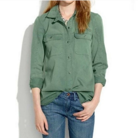 military green shirt with jeans